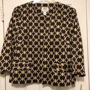 Talbots Brown and Tan Jacket 3/4 sleeves Sz 10 NWT